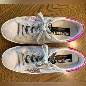 Golden Goose Gray Suede and Pink Sneakers